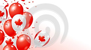 Canada day banner design of balloons on white background with copy space Vector illustration