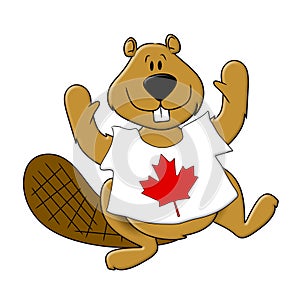 Canada Day Beaver Wearing T-Shirt