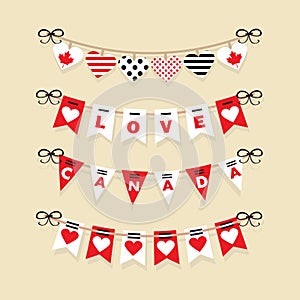 Canada Day buntings and festive garlands icons