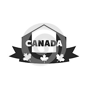 Canada day, canadian flag ribbon maple leaves banner silhouette style icon