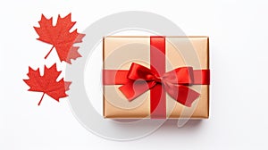 Canada Day Gift Decoration On Solid White Background - Flat Lay Fall Design