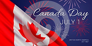 Canada Day, July 1, vector banner design template with flag of Canada.