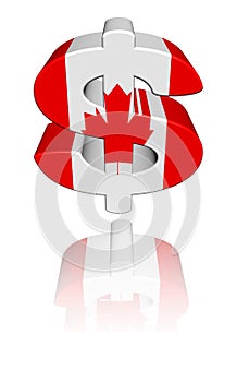 Canada dollar symbol with flag