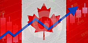 Canada Economy Recovery Concept With Canadian Flag Painted on Grunge Wall