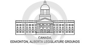 Canada, Edmonton, Alberta Legislature Grounds travel landmark vector illustration