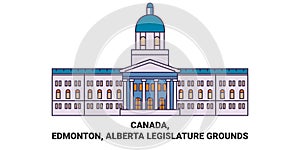 Canada, Edmonton, Alberta Legislature Grounds travel landmark vector illustration