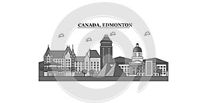 Canada, Edmonton city skyline isolated vector illustration, icons