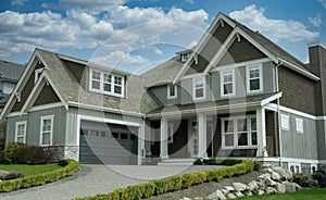 Canada Farmhouse Home House Maison Front Exterior Blue Cumulus Sky Background