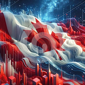 Canada flag in abstract 3d digital art form