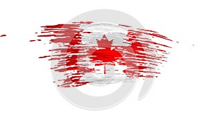 Canada flag animation. Brush strokes. Canadian flag on a white background. Grunge, cartoon. Canada state patriotic national banner