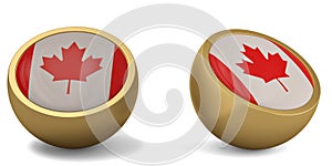 Canada flag ball symbol isolated on white background. 3D illustration.