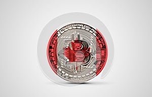 Canada flag on a bitcoin cryptocurrency coin. 3D Rendering
