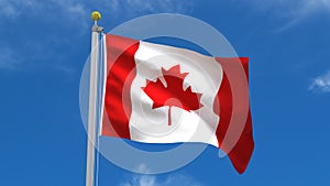 Canada Flag Country 3D Rendering in Blue Sky Background
