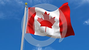 Canada Flag Country 3D Rendering in Blue Sky Background
