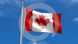 Canada Flag Country 3D Rendering in Blue Sky Background