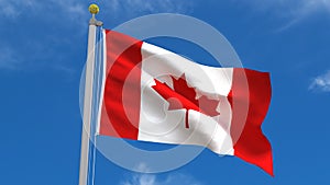 Canada Flag Country 3D Rendering in Blue Sky Background