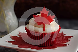 Canada flag day cupcake mapple. Generate Ai