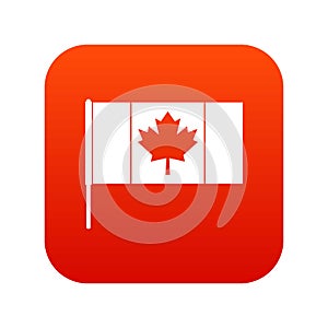 Canada flag with flagpole icon digital red