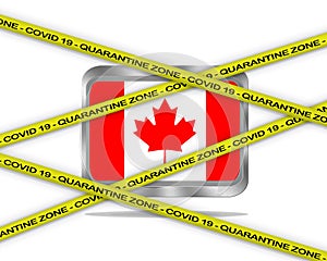 Canada flag illustration. Coronavirus danger area, quarantined country