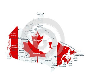 Canada Flag Map and cities