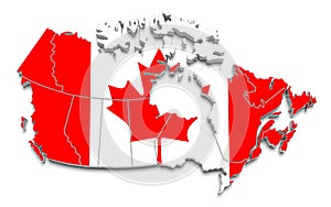 Canada flag map on white isolated