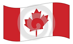 Canada flag with maple leaf waving vector symbol icon design.