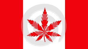 Canada flag with marijuana weed leaf