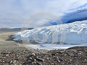 Canada Glacier flowing into Taylor Dry Valley in Antarctica
