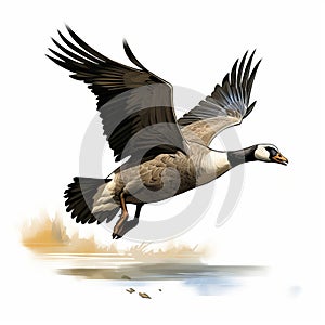 Canada Goose Flyaway Vector - Realistic Portrayal Of Light And Shadow