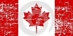 Canada grunge old flag, isolated on white background, illustration.