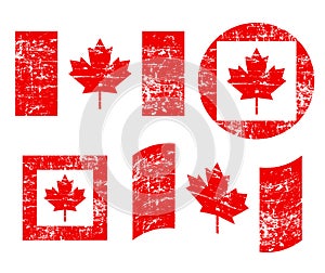 Canada grunge old flags, isolated on white background, illustration.