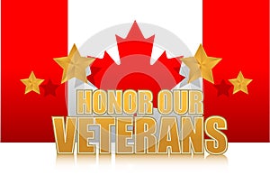 Canada honor our veterans gold illustration sign