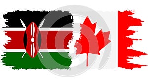 Canada and Kenya grunge flags connection vector