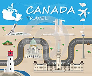Canada Landmark Global Travel And Journey Infographic Vector Design Template.vector illustration