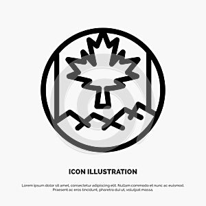 Canada, Leaf, Flag Line Icon Vector