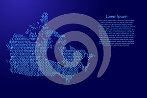 Canada map abstract schematic from blue ones and zeros binary di