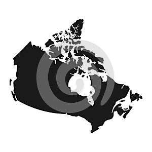 Canada map with black color isolated on white background. vector illustration simplified world map