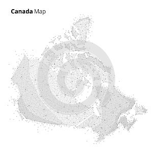 Canada map in blockchain technology network style.