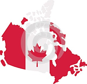 Canada map with canadian flag
