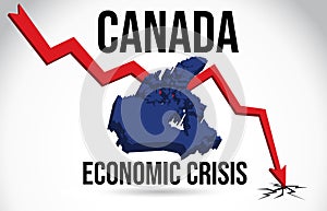 Canada Map Financial Crisis Economic Collapse Market Crash Global Meltdown Vector