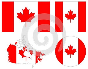 Canada map and flag - country in North America