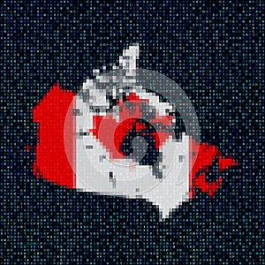 Canada map flag on hex code illustration photo