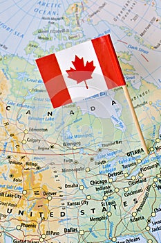 Canada map flag pin ottawa