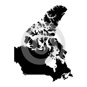 Canada map isolated on white background. Black and white banner.