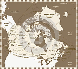 Canada Map Old Stylized