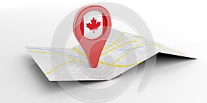 Canada map pointer on white background. 3d illustration