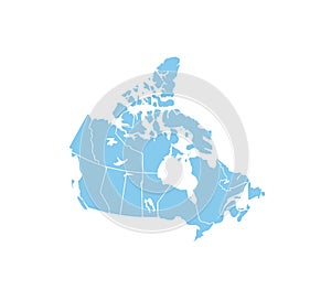 Canada Map, states border map. Vector illustration