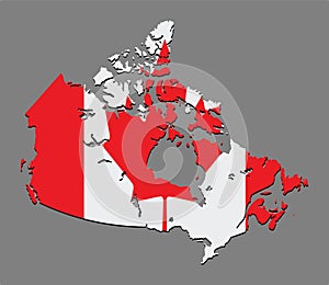 Canada map vector with the canadian flag
