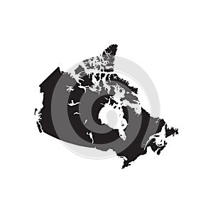 Canada map vector, isolated on white background. Black map template, flat earth. Simplified, generalized world map