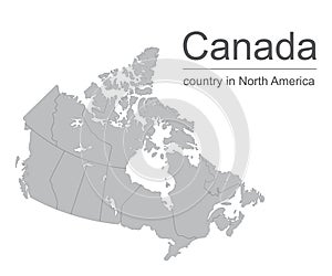 Canada map vector outline illustration with provinces or states borders on a white background photo